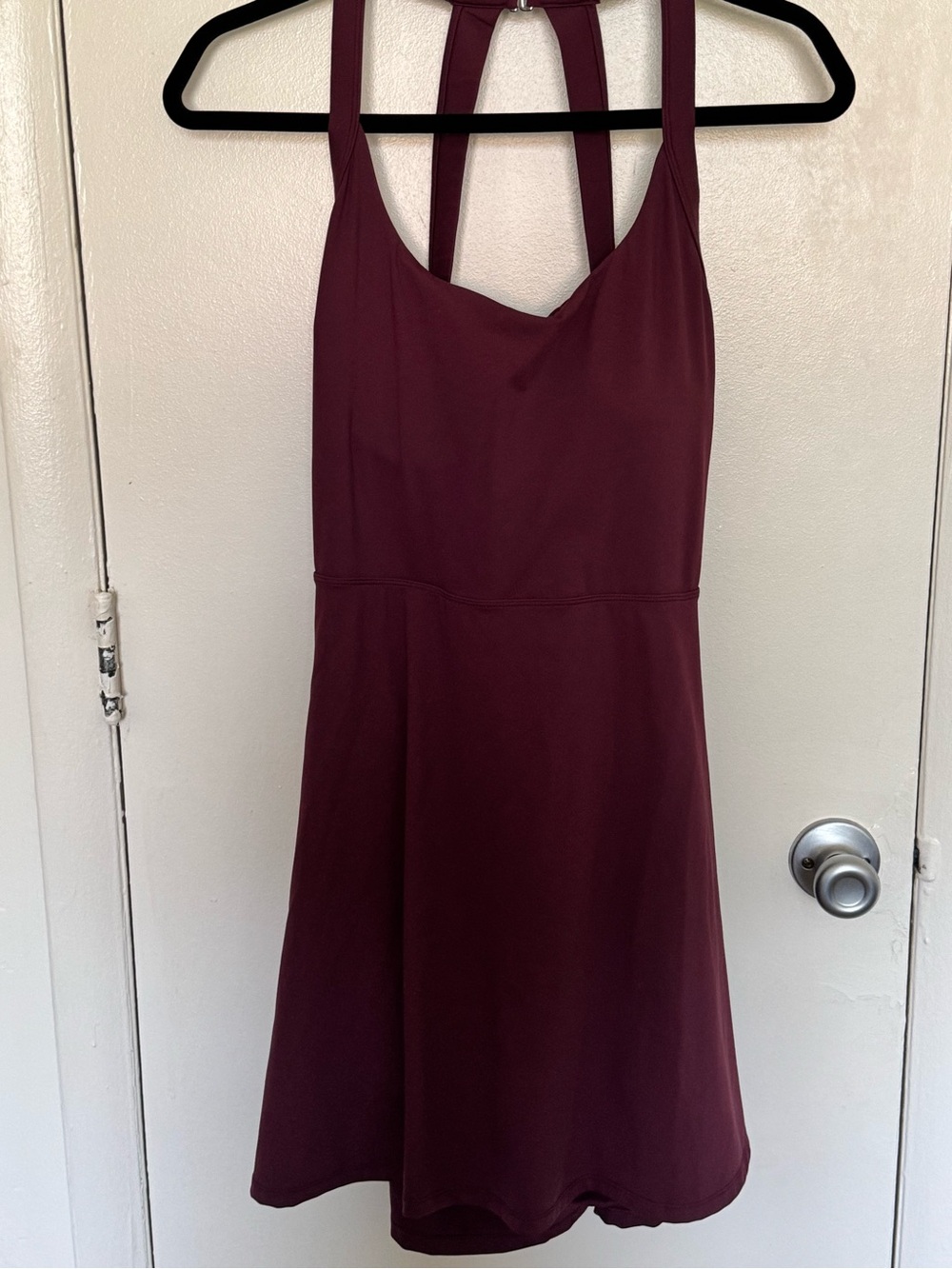 HALARA Maroon Sleeveless Fit-and-Flare Mini Dress